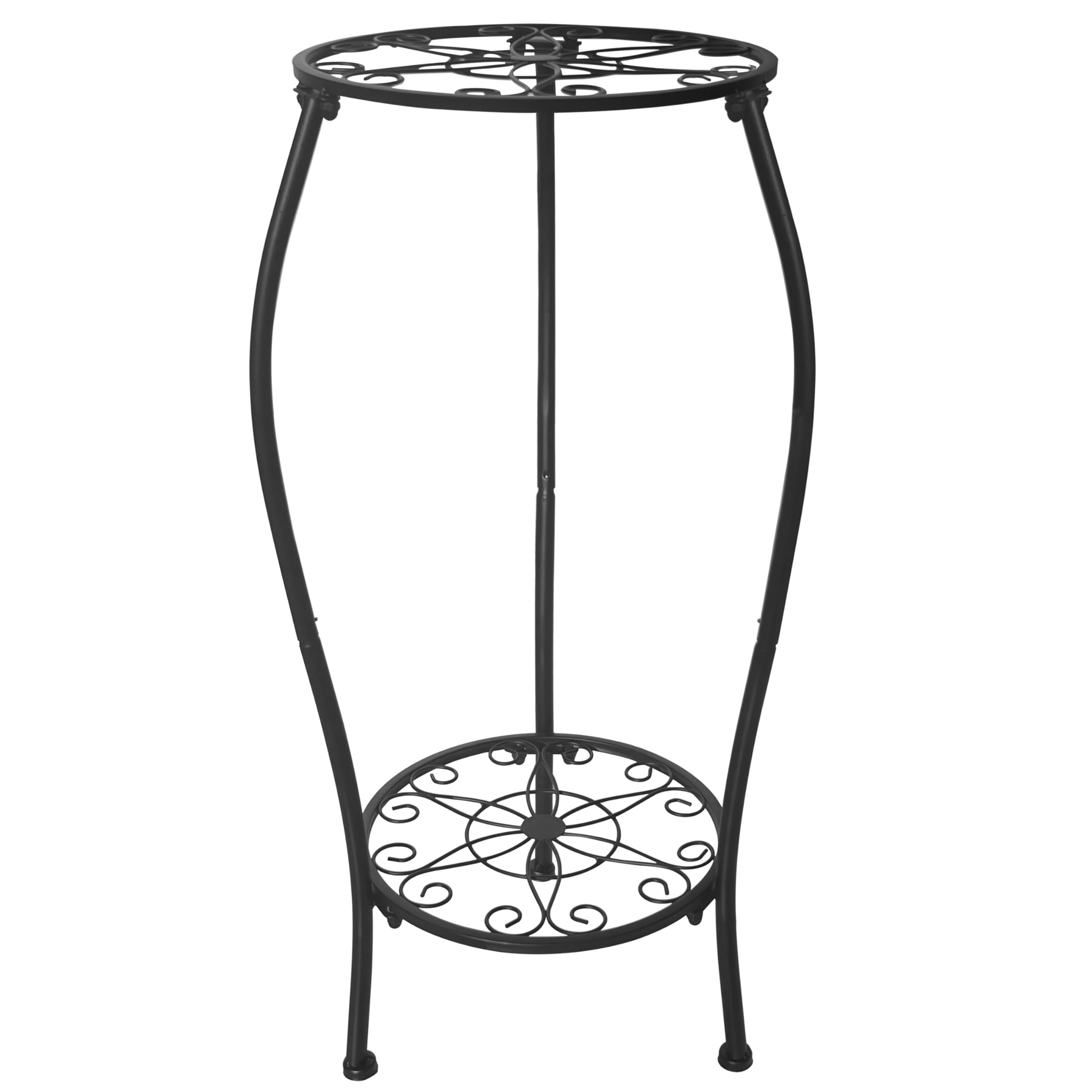 NOAMOO metal plant stand top view showing two-tier design for compact indoor display.