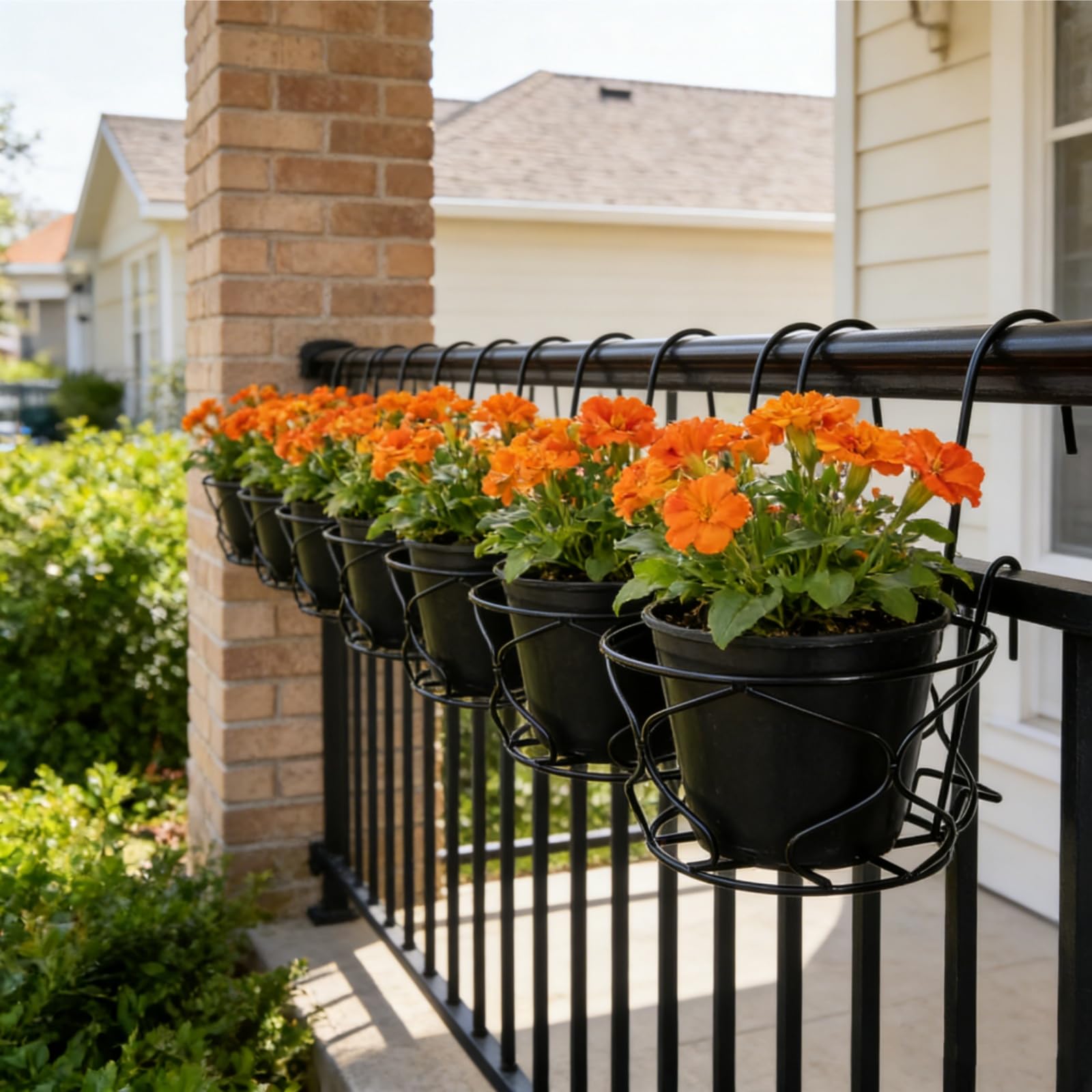 Noamus 10 inch hanging planter mounted on deck rail with secure design