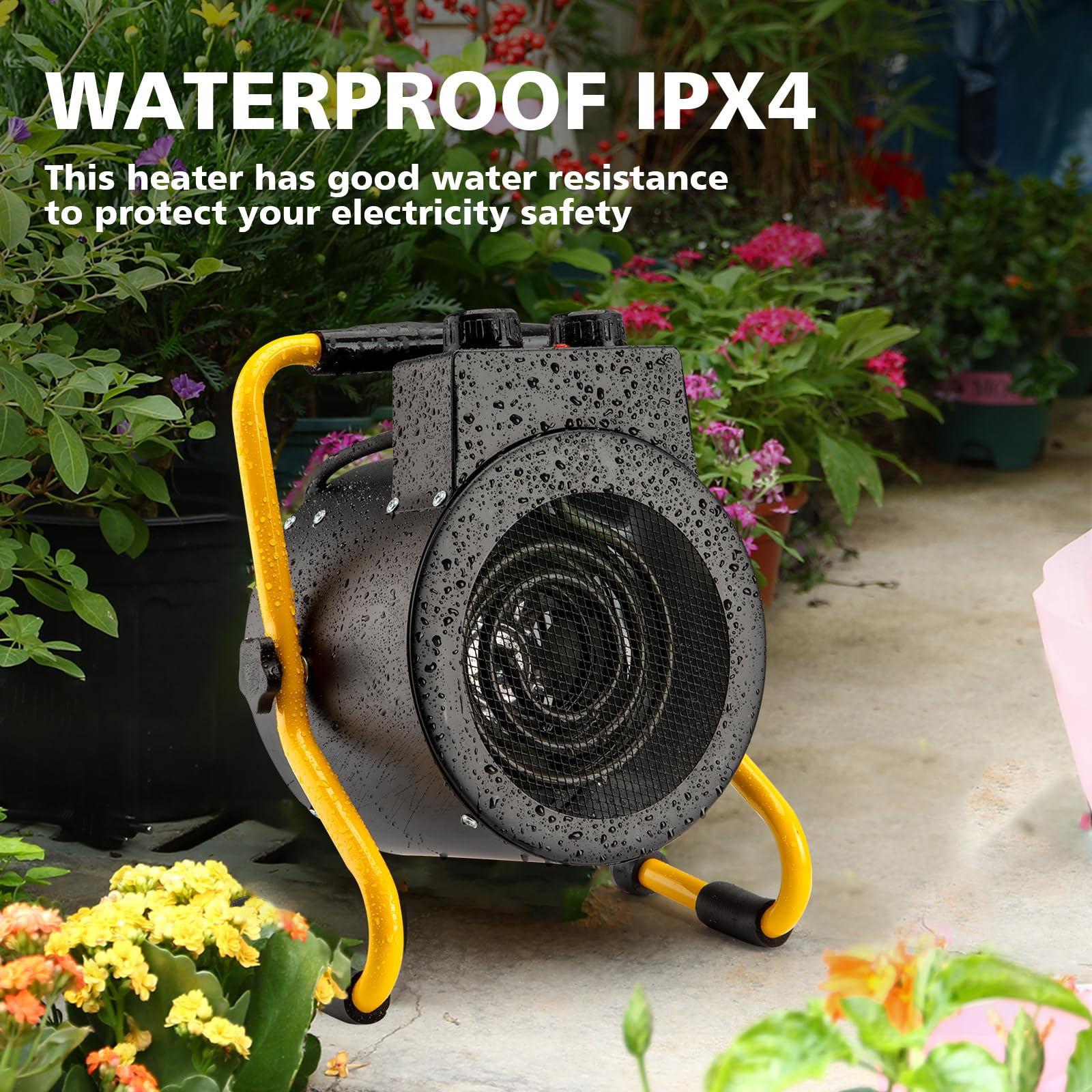 IPX4 splash-proof Noarixa greenhouse heater in damp tent