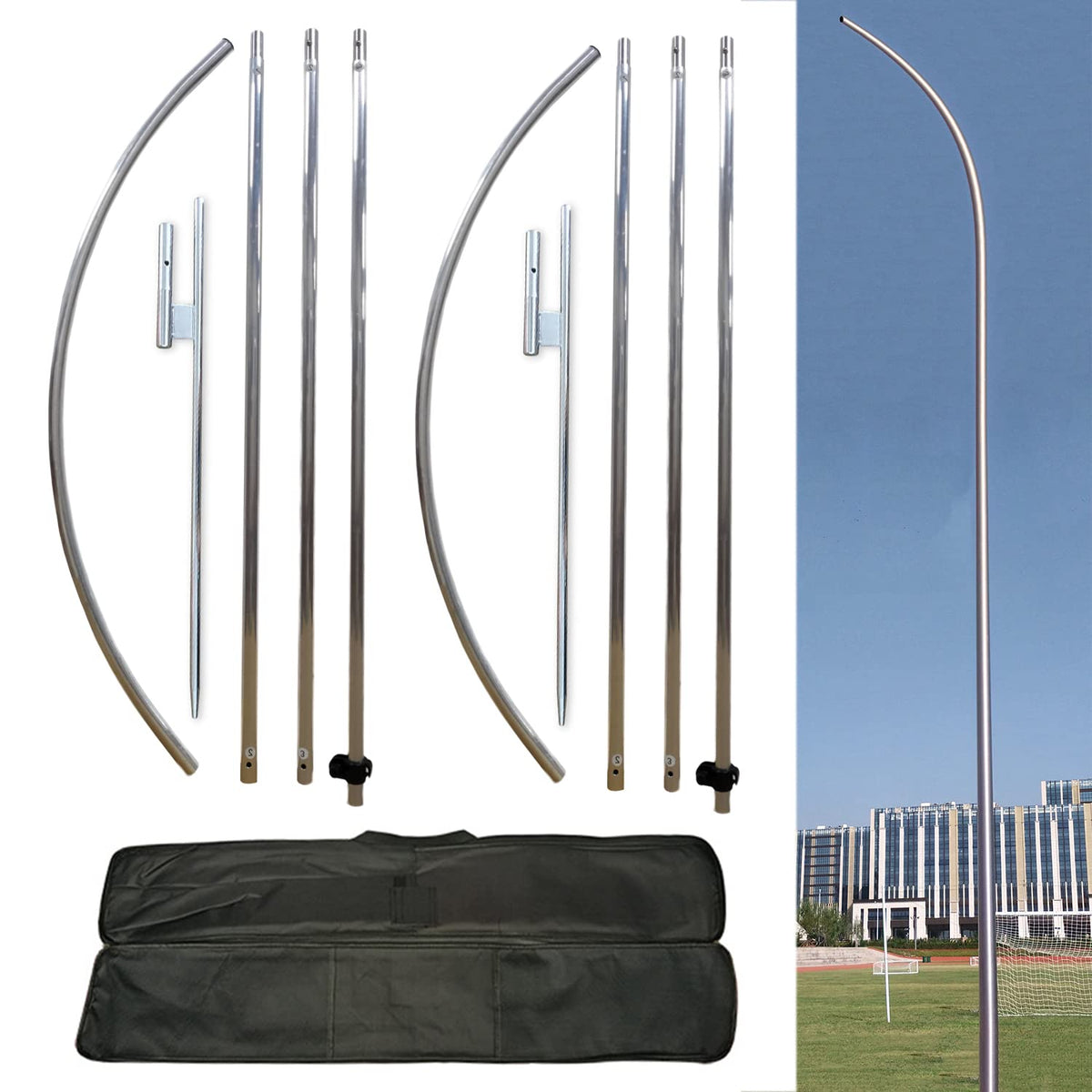 Nobrandd 2-pack flag pole kit assembled for easy setup and strong outdoor display.