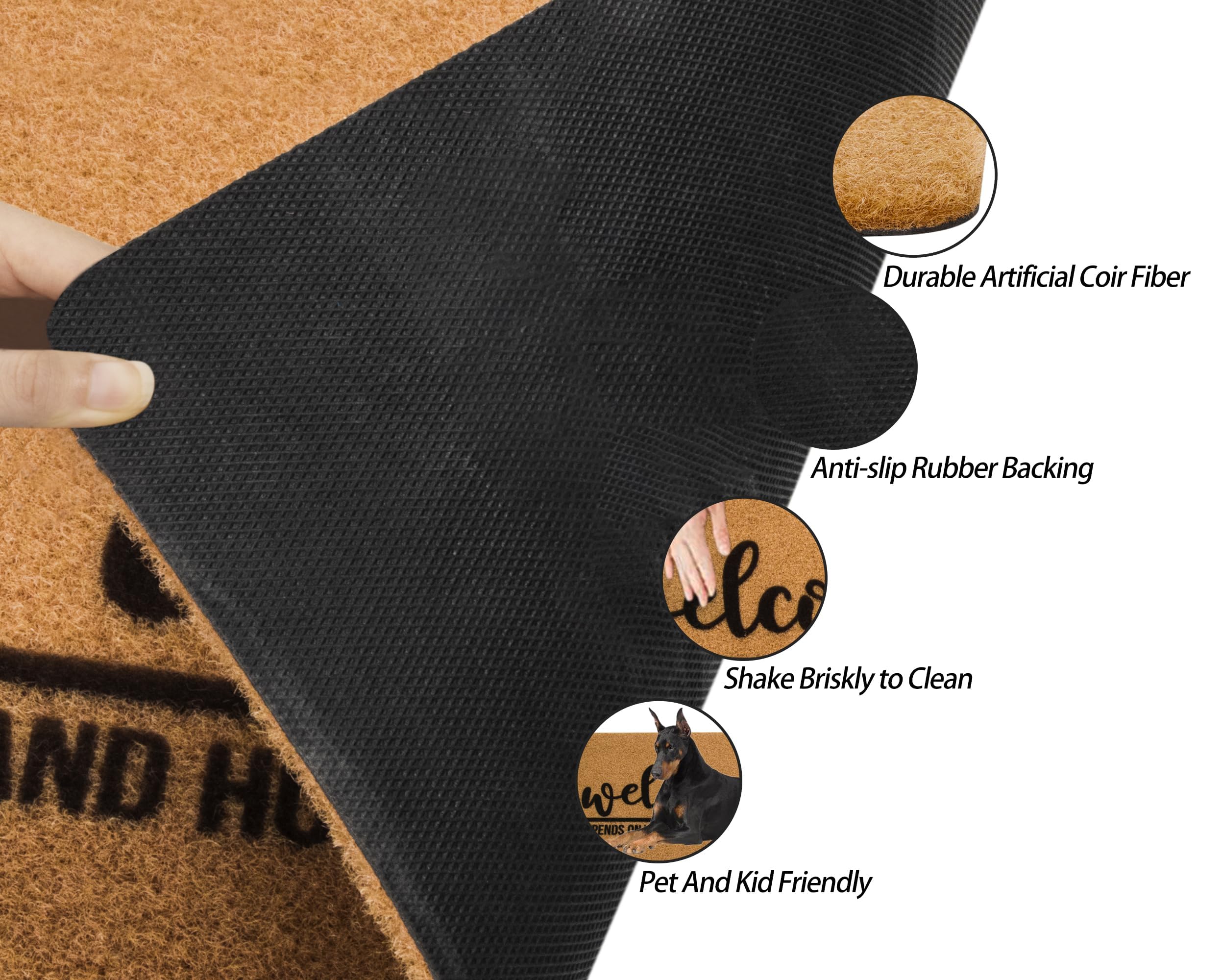 NociHah front-door entryway mat fits under doors with low profile.