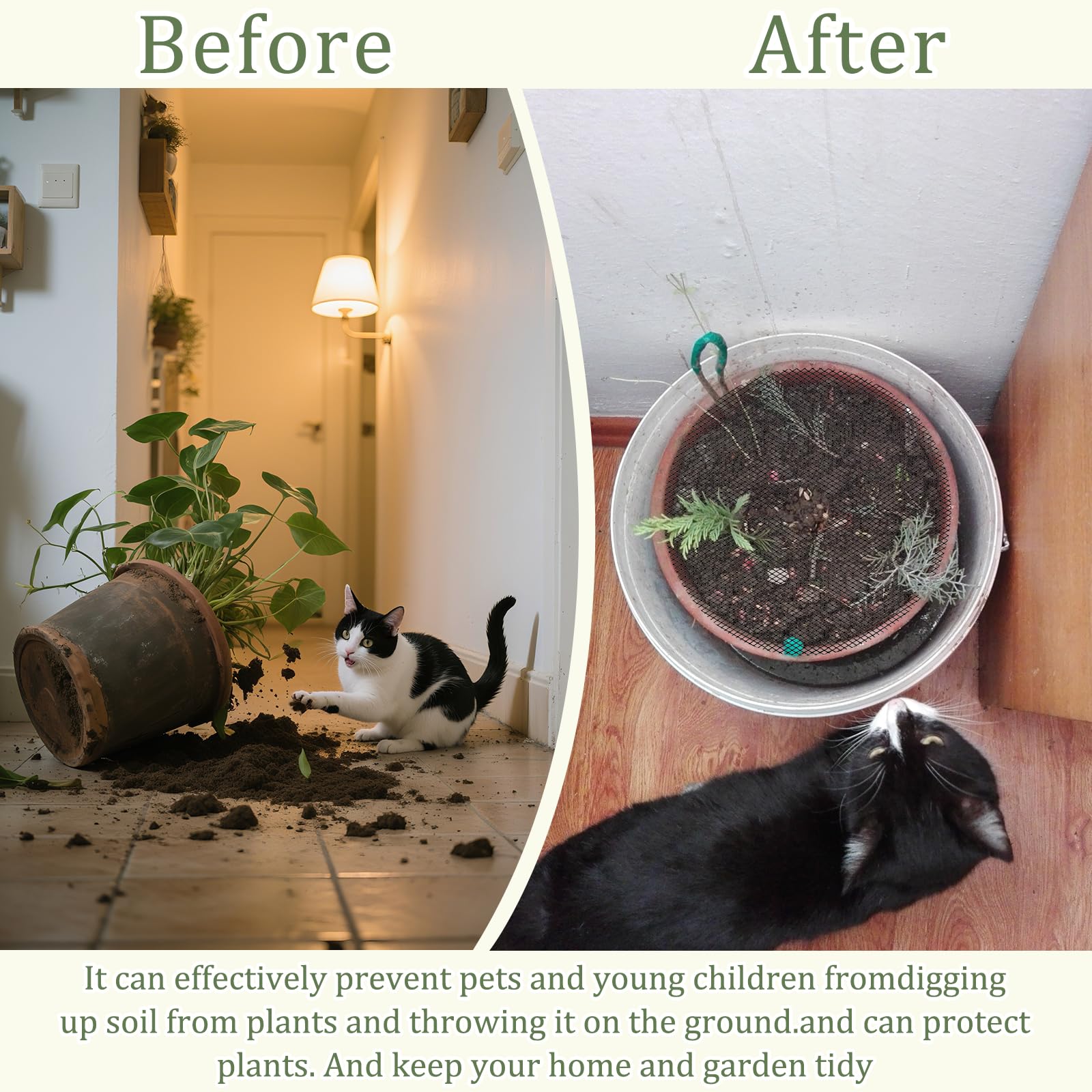 NODMIPNS plant cover shields soil during watering and prevents digging.