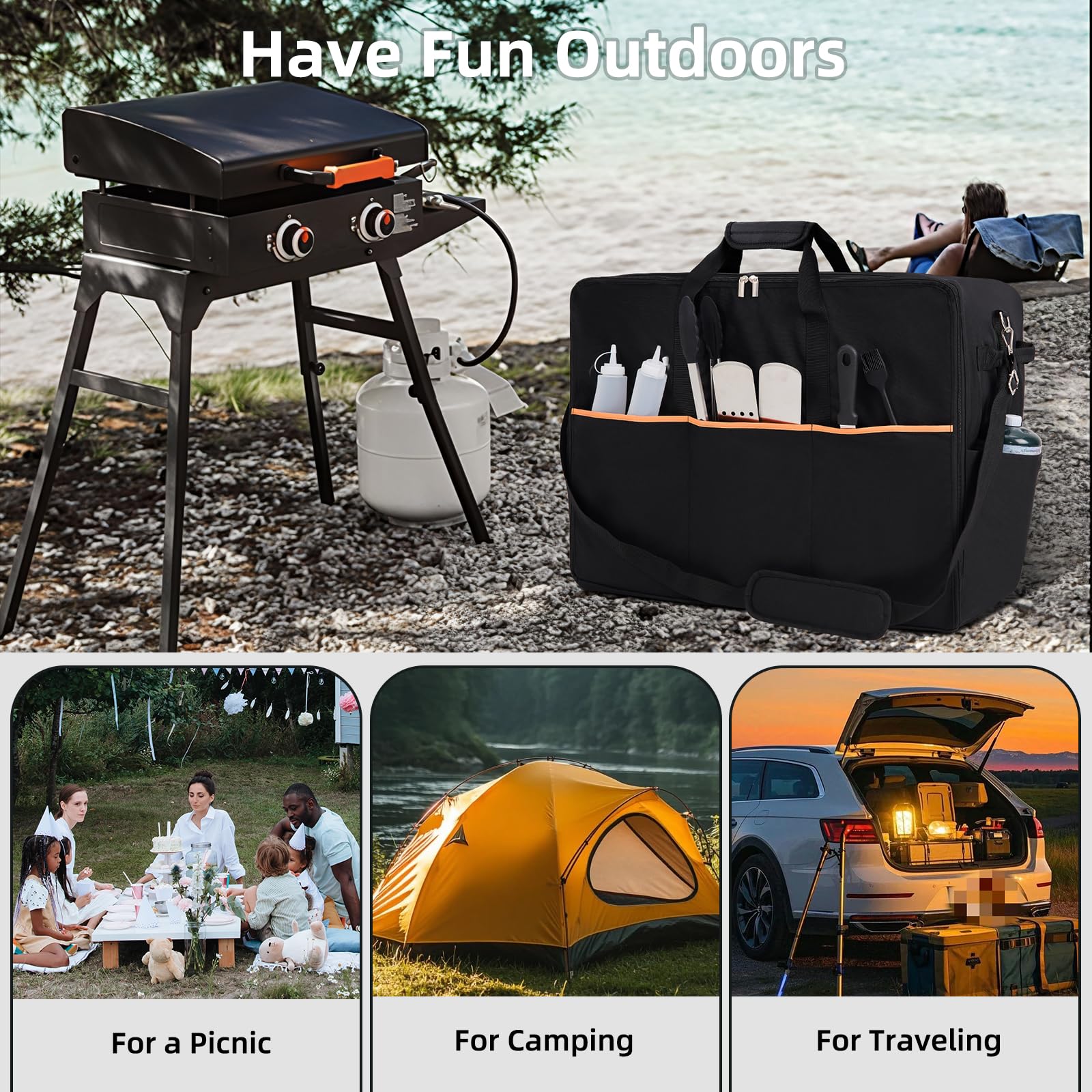 NOELIFE carry bag durable canvas protects grill gear during travel