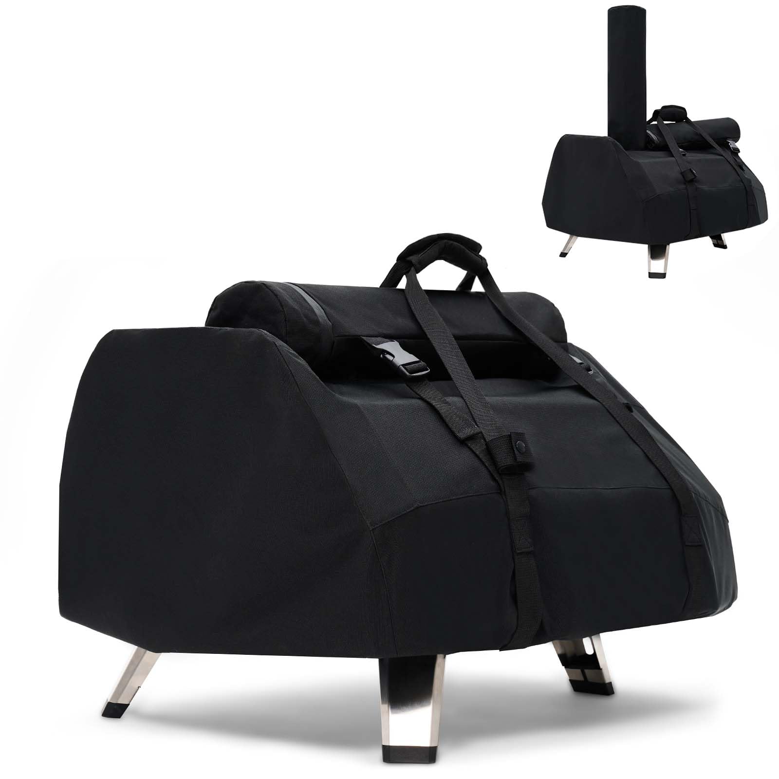 NOELIFE carry cover fitted to Ooni Karu 2 Pro and Karu 16 outdoors for weather protection.