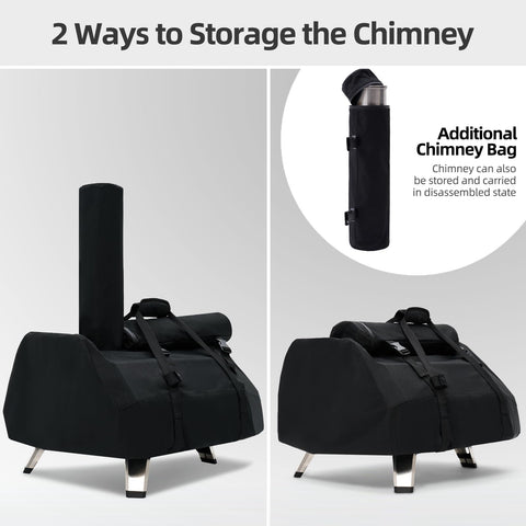 Chimney storage bag attached to NOELIFE cover for neat transport.