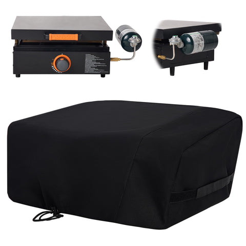 NOELIFE grill cover on Blackstone 17-inch tabletop griddle with hood provides full protection.