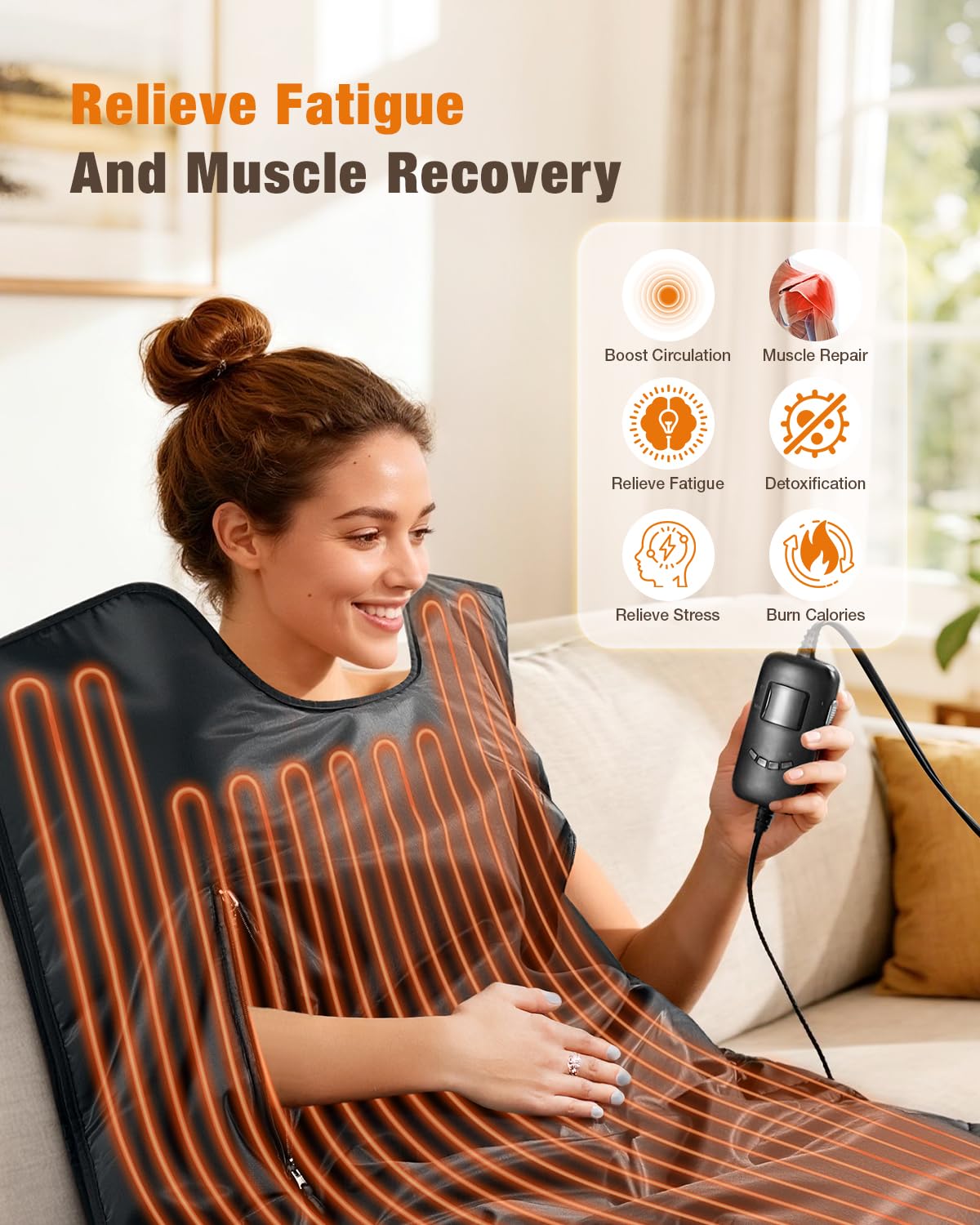 Noerishia sauna blanket 360-degree temperature sensing for even warmth.