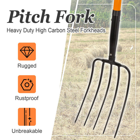 Nohovu 5-tine pitchfork with carbon steel head for durability