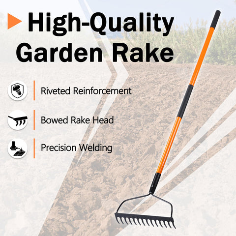Nohovu Bow rake closeup shows sturdy metal tines