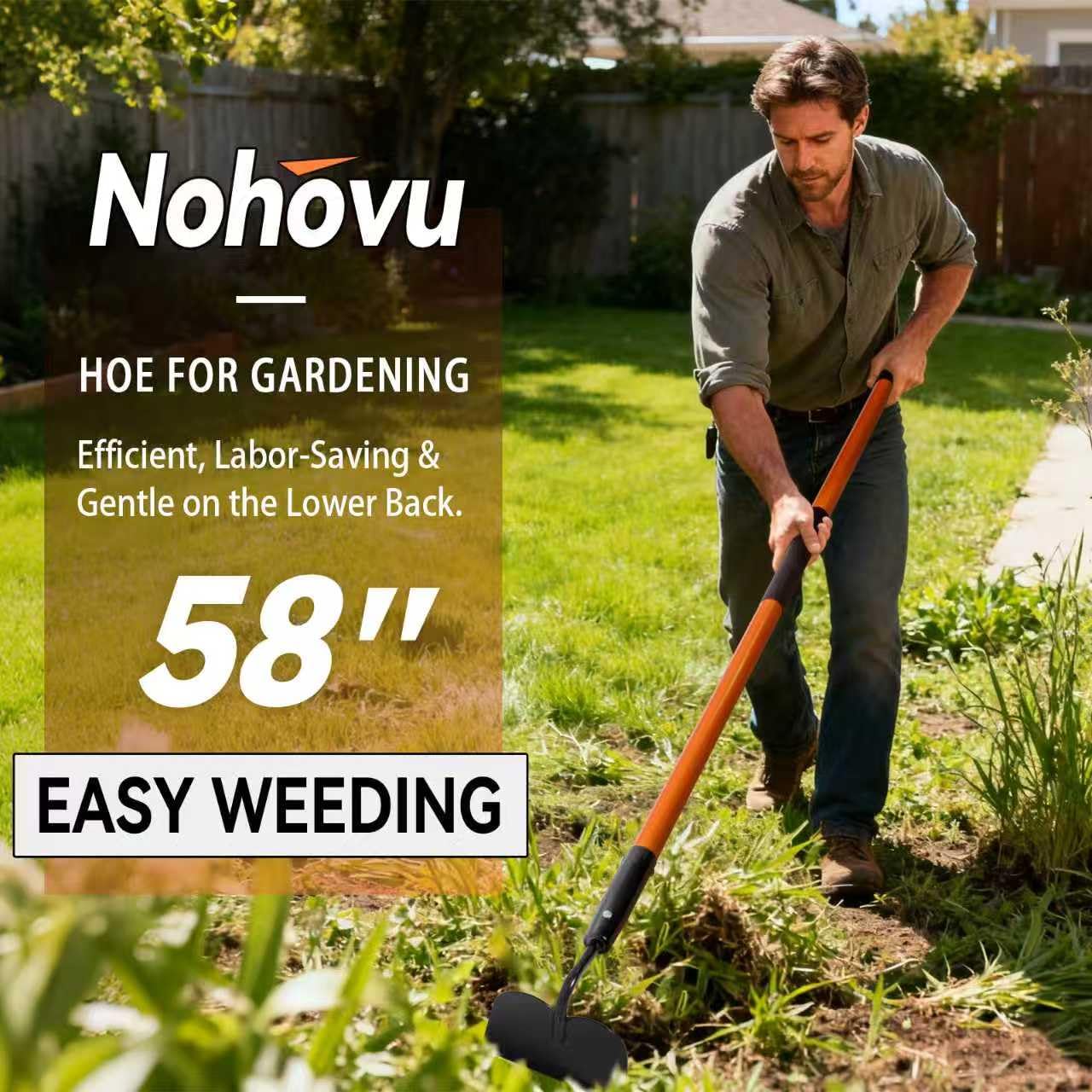 Nohovu garden hoe durable construction supports heavy-duty weeding tasks.