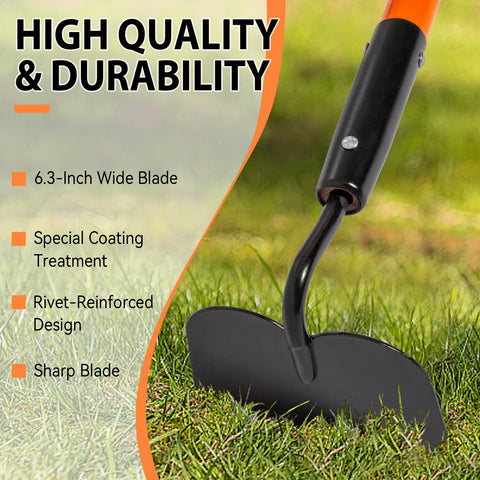 Nohovu garden hoe 58-inch length enables comfortable reach and reduced bending.