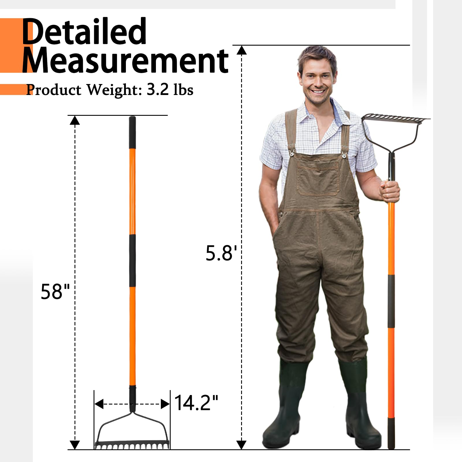 Nohovu Garden Rake ideal for leaves and lawn debris