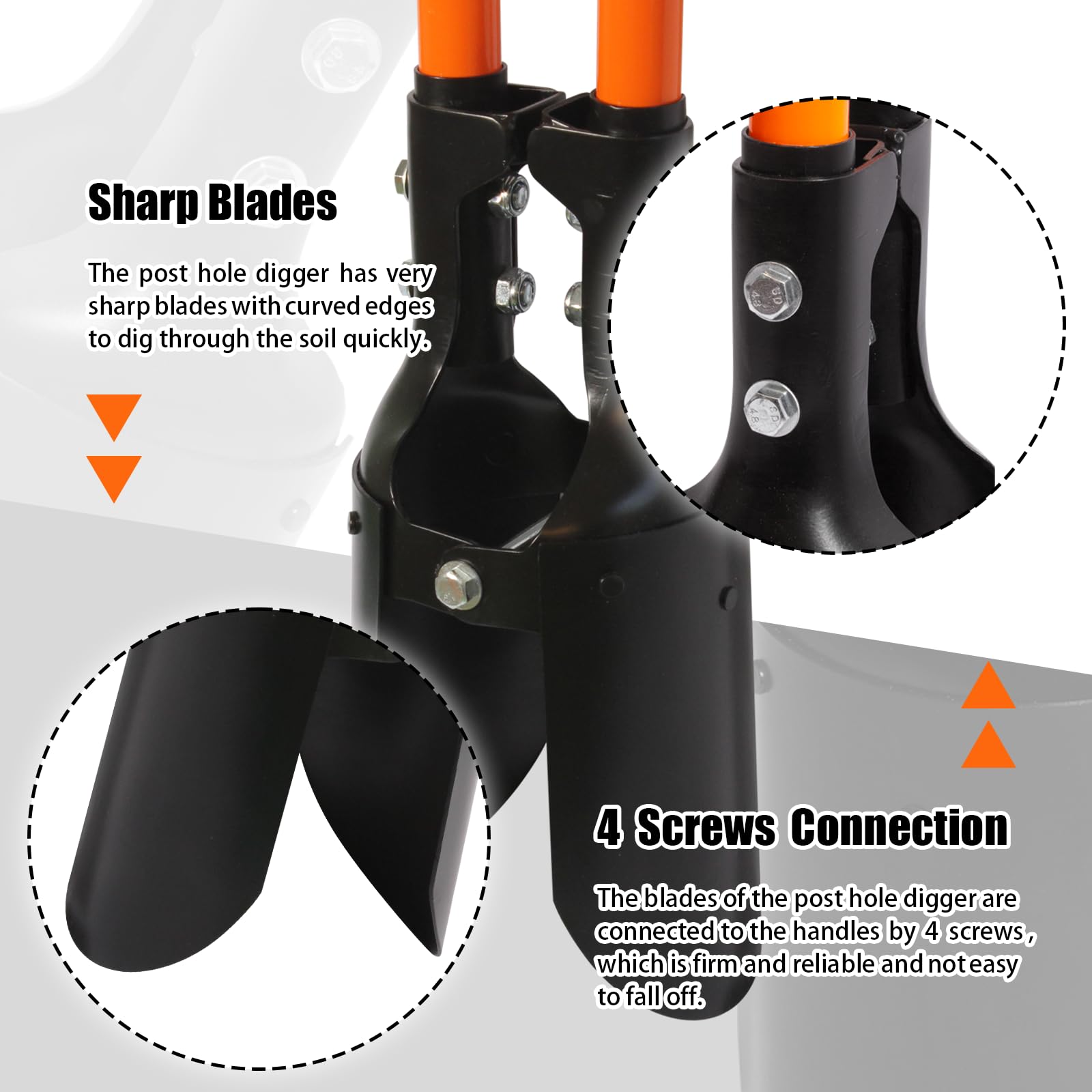 Nohovu post hole digger 58-inch length reduces bending and adds reach.