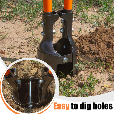 Nohovu post hole digger fiberglass handle for a sturdy, non-slip grip.