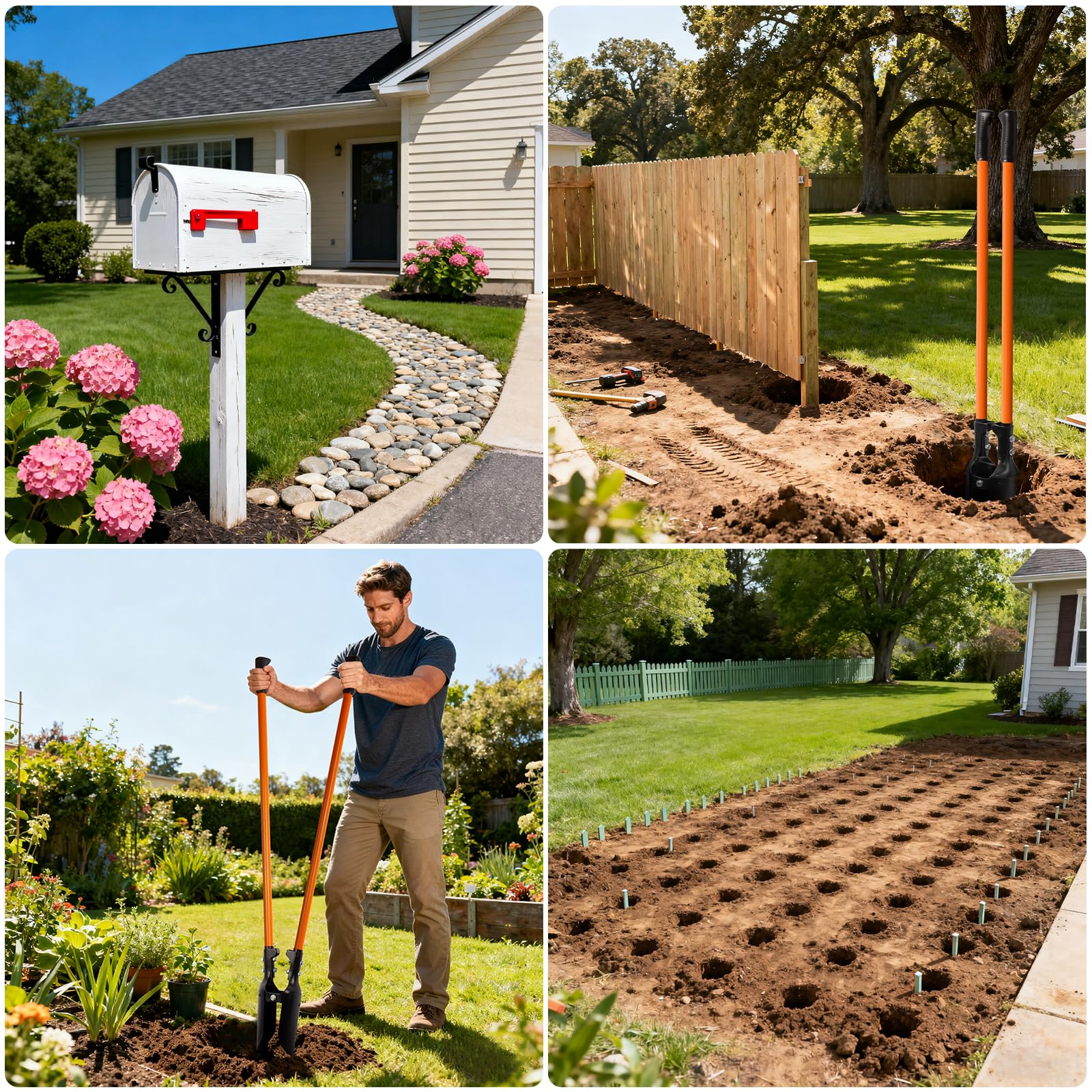 Nohovu post hole digger use cases for fences, gardens, and mailboxes.
