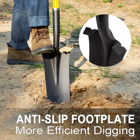 Nohovu shovel non-slip footplates offer stable leverage during use.