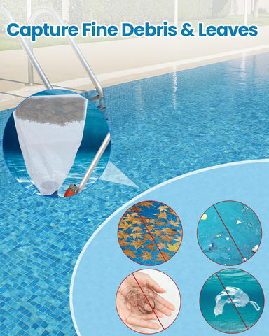 NOKOGMT fine mesh close-up, traps sand, dirt, and hair for clearer pools.