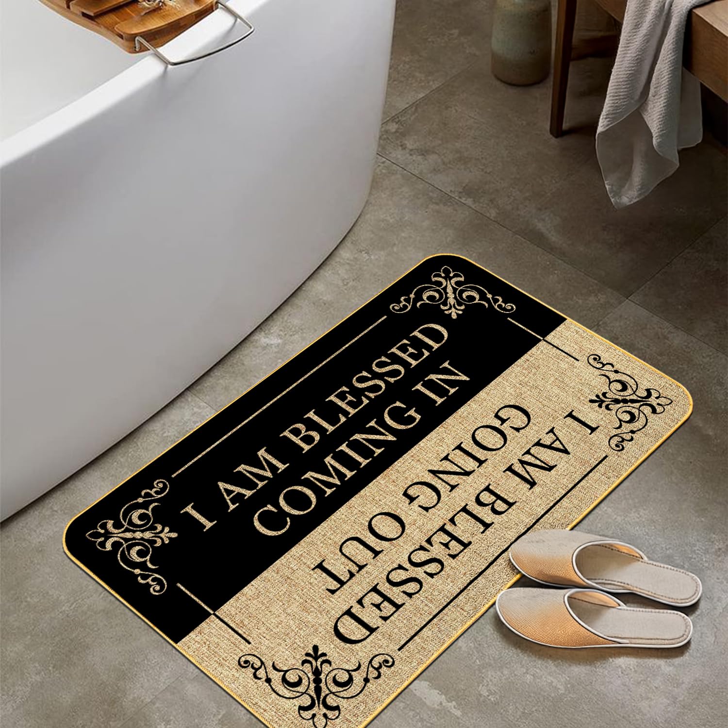 Nokqnup durable stitching front doormat offers long-lasting use with sturdy finish.