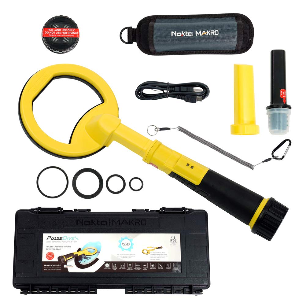 Nokta PulseDive underwater detector with its dive coil for deep-sea treasure hunting.