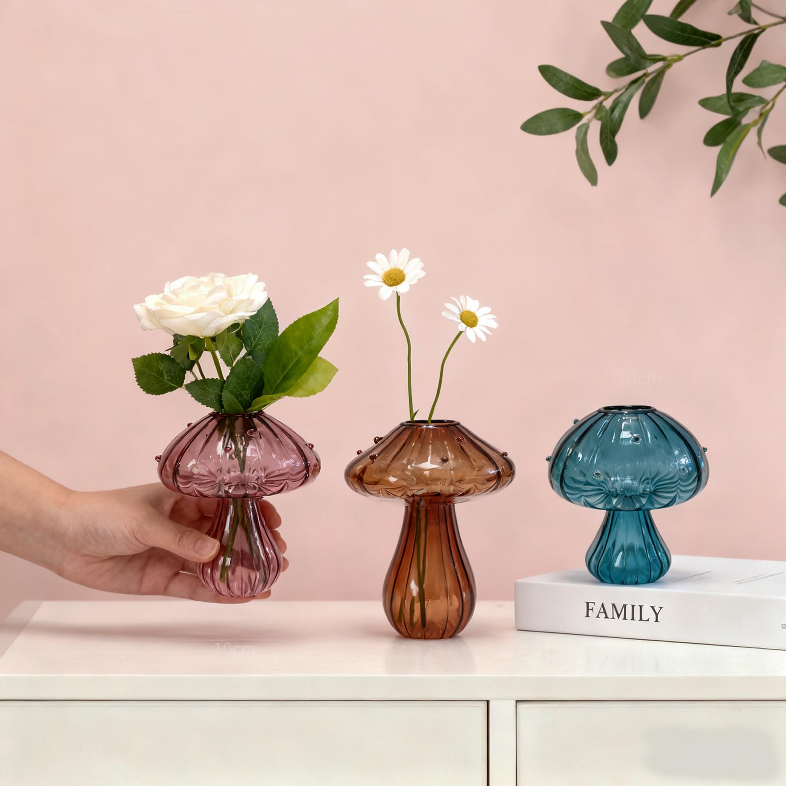 NOLIPED daily decor mushroom display adds color to shelves and desks.