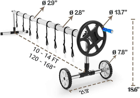 Nollapo adjustable reel fits 6–18ft pools for flexible sizing.