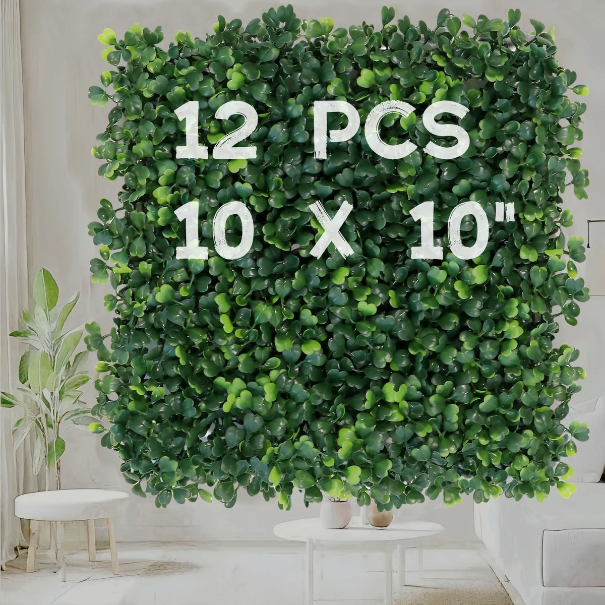 Nolruo 12-piece grass wall panel for private outdoor spaces.