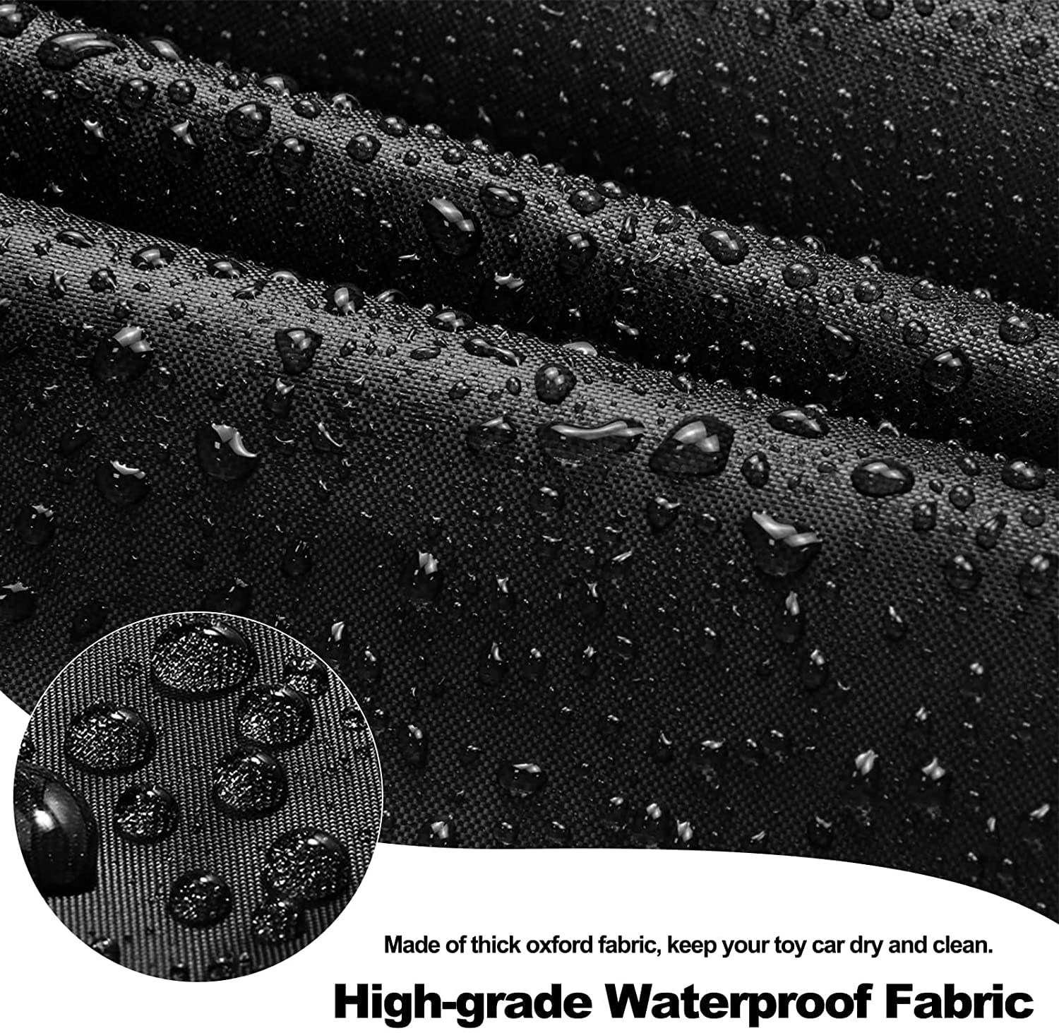 nomiou grill cover, side view, durable PVC shields from snow and wind.
