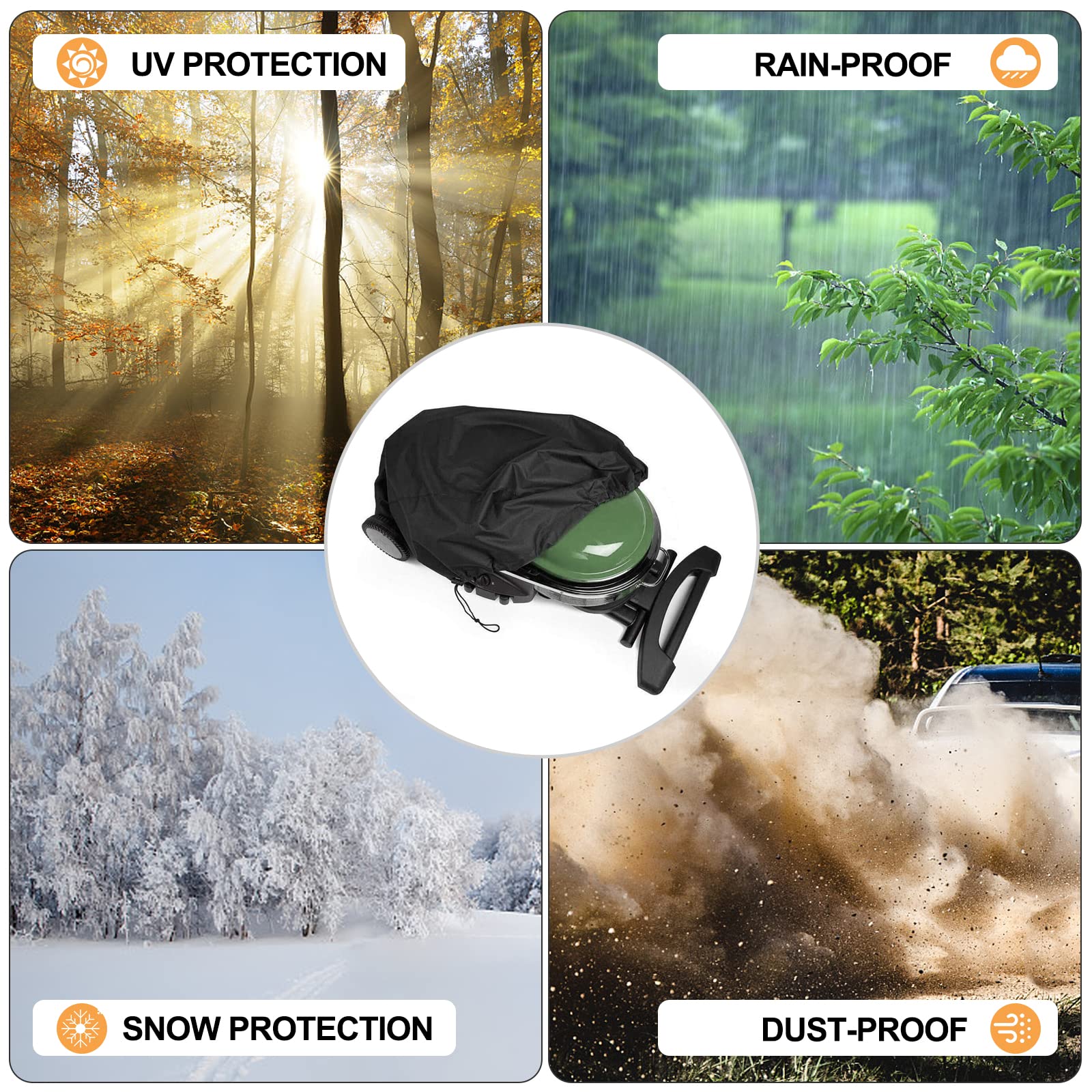 nomiou grill cover wind-resistant design with double straps stays in place during gusts.