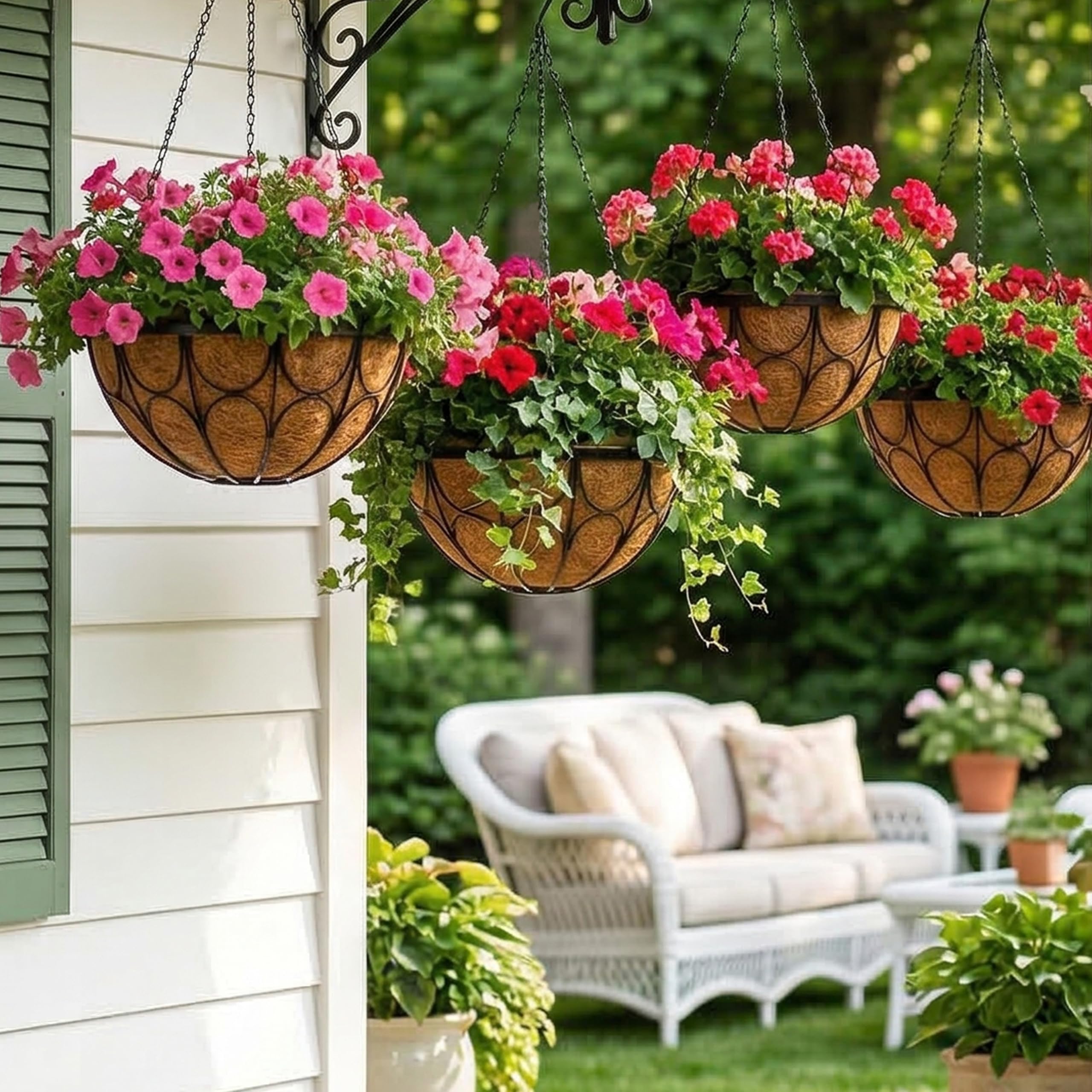 Nongcunren terrace display showcases weather-ready metal and natural liners.