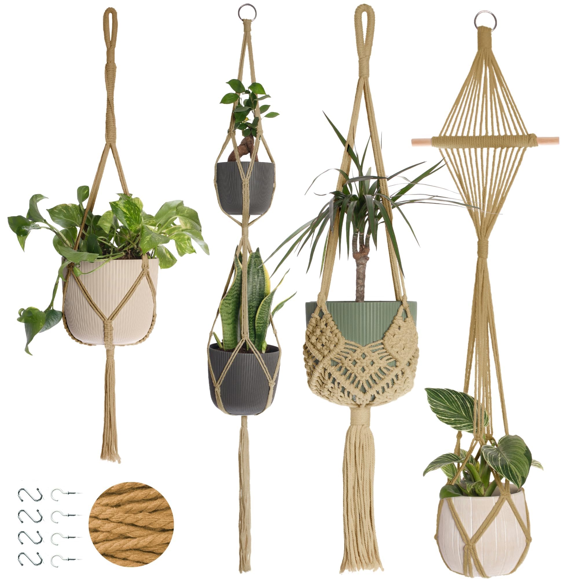Nook Theory 4-pack macrame hangers close-up knots for stylish craft detail