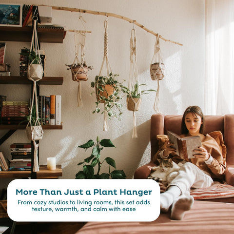 Nook Theory cream macrame plant hangers brighten balconies with versatile display options
