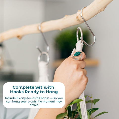 Nook Theory cream macrame hangers ceiling hook included for easy installation.
