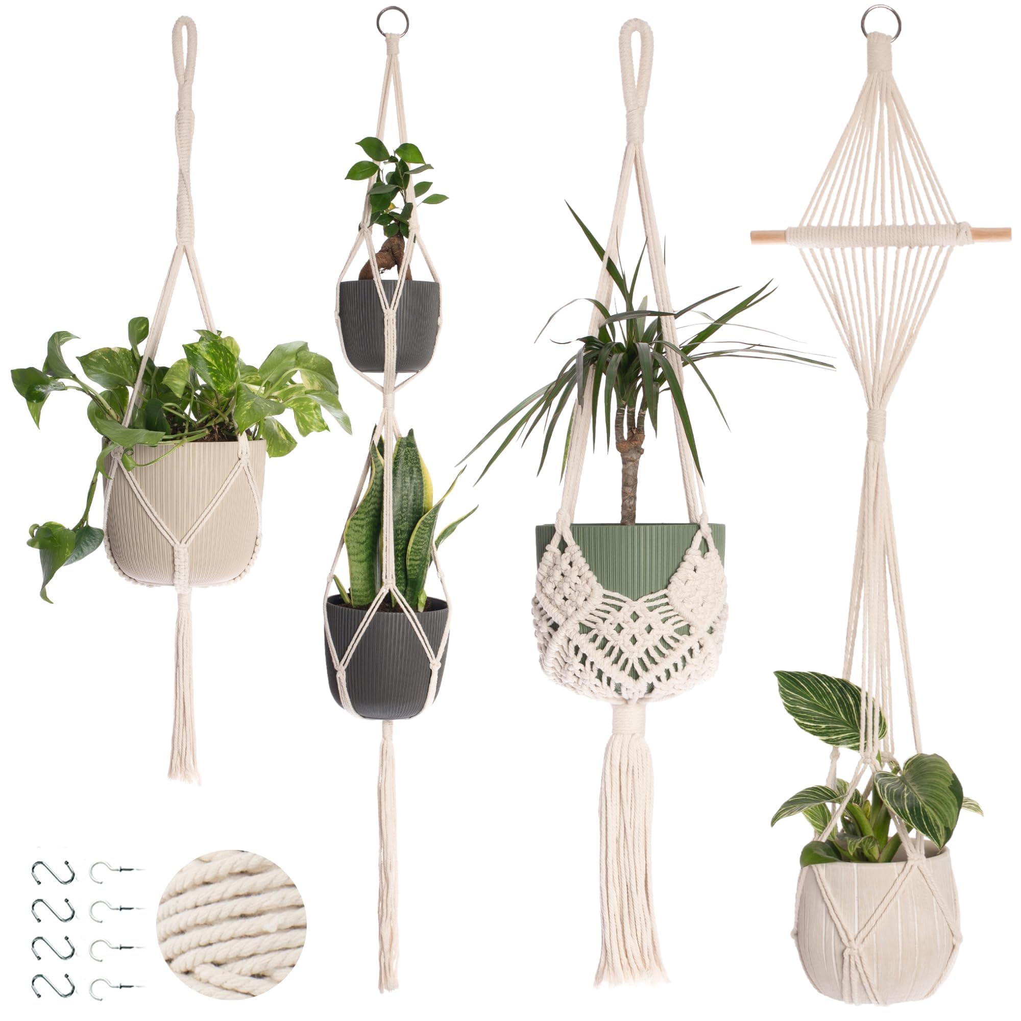 Nook Theory cream macrame hangers closeup knotting highlights craftsmanship.