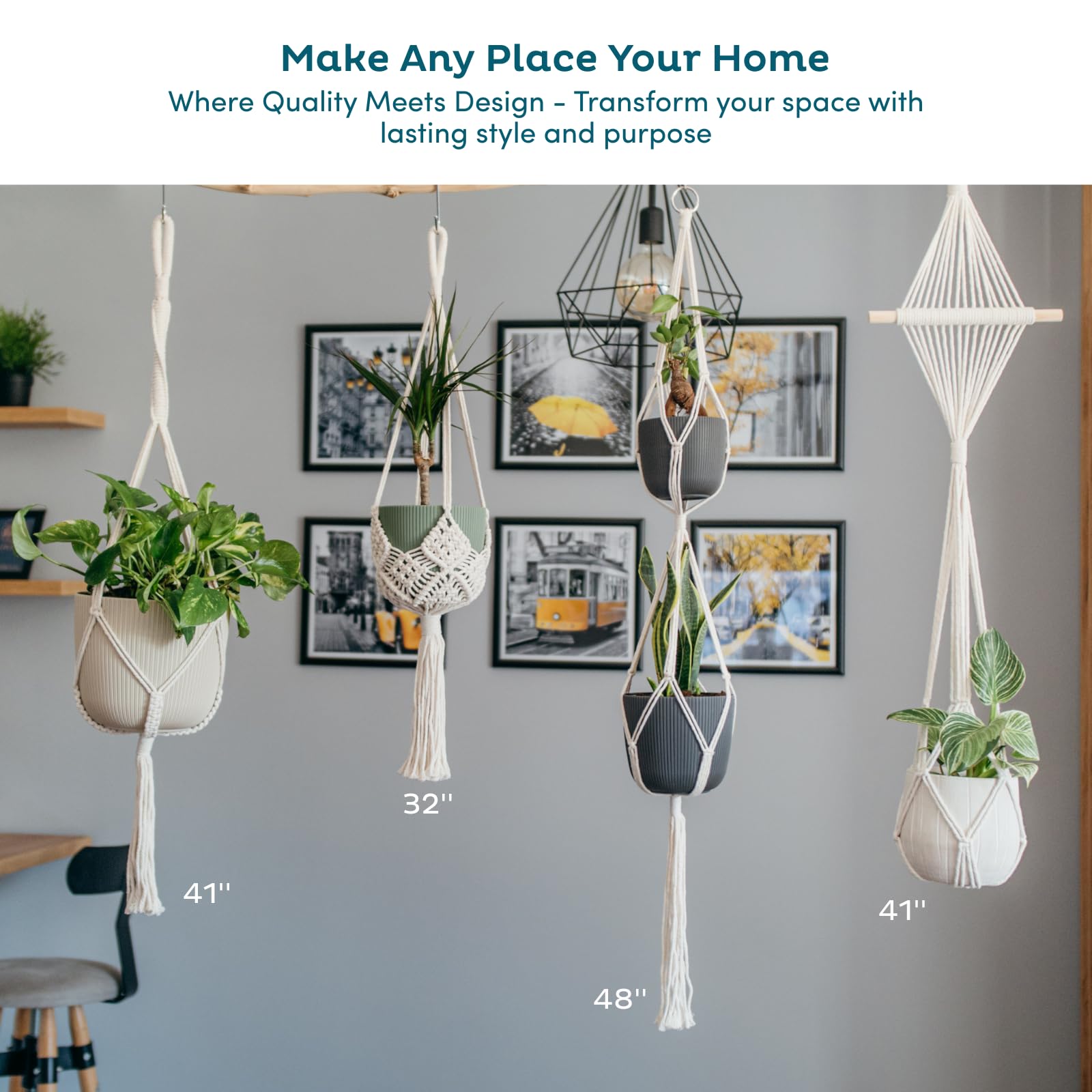 Nook Theory cream macrame hangers with hooks for quick hanging.