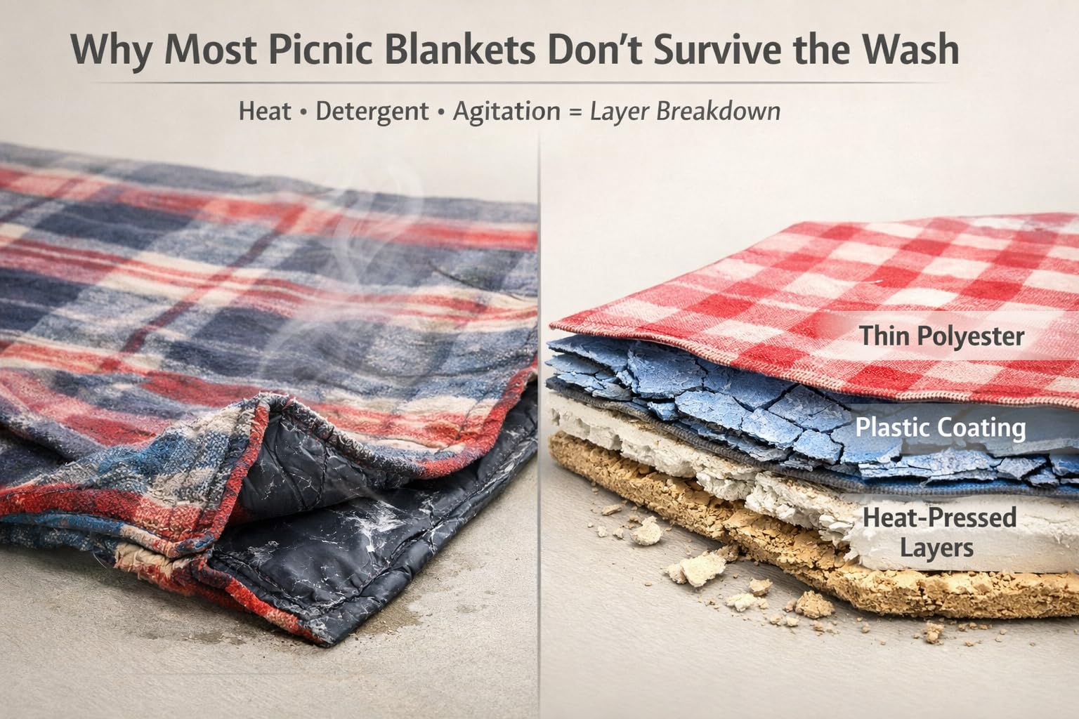 NOONOOJOOJOO white picnic blanket machine washable for quick cleanup.
