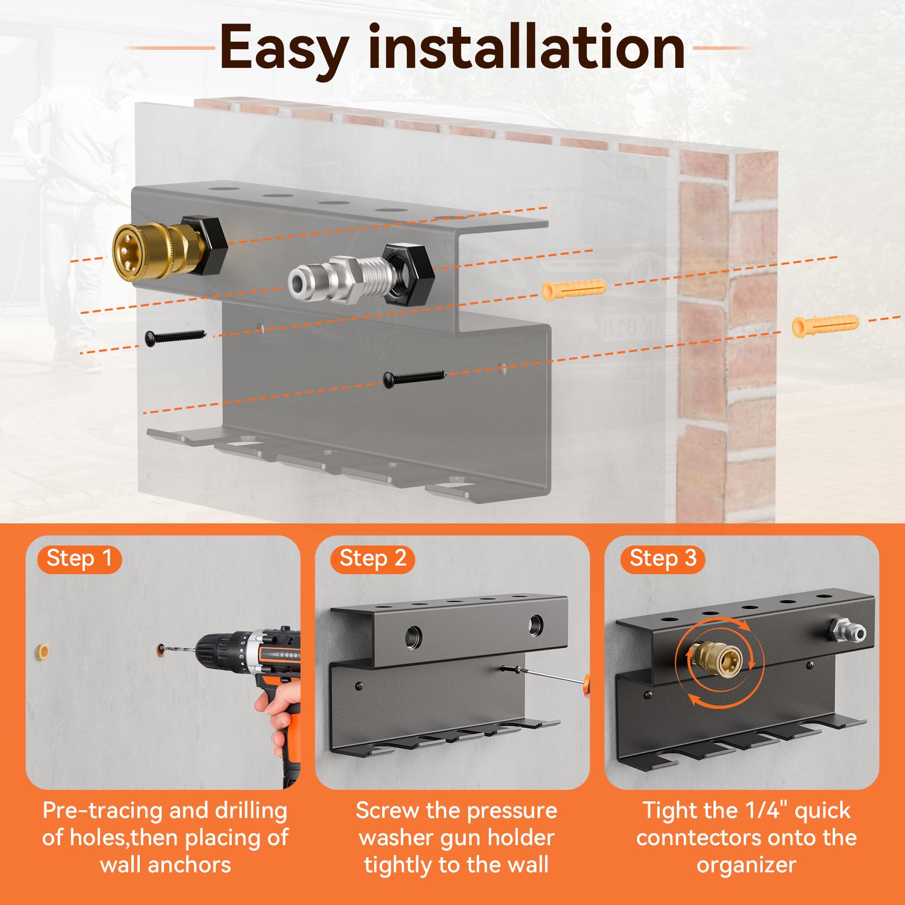 NOORSUMD quick-connects holder organizes 1/4-inch connectors for faster setup.