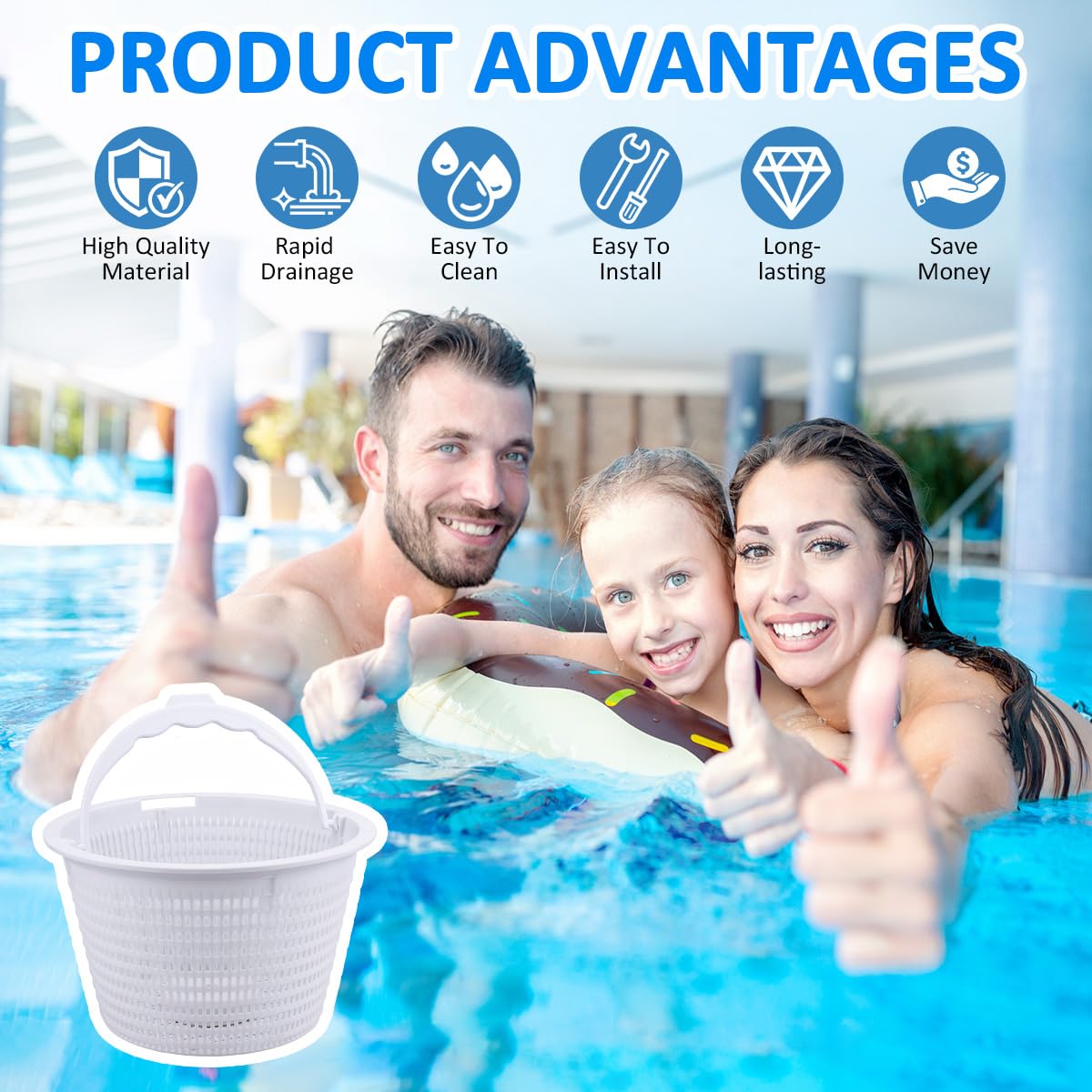 NOOTO 08650-0007 basket supports Swim Quip and SP-series skimmers