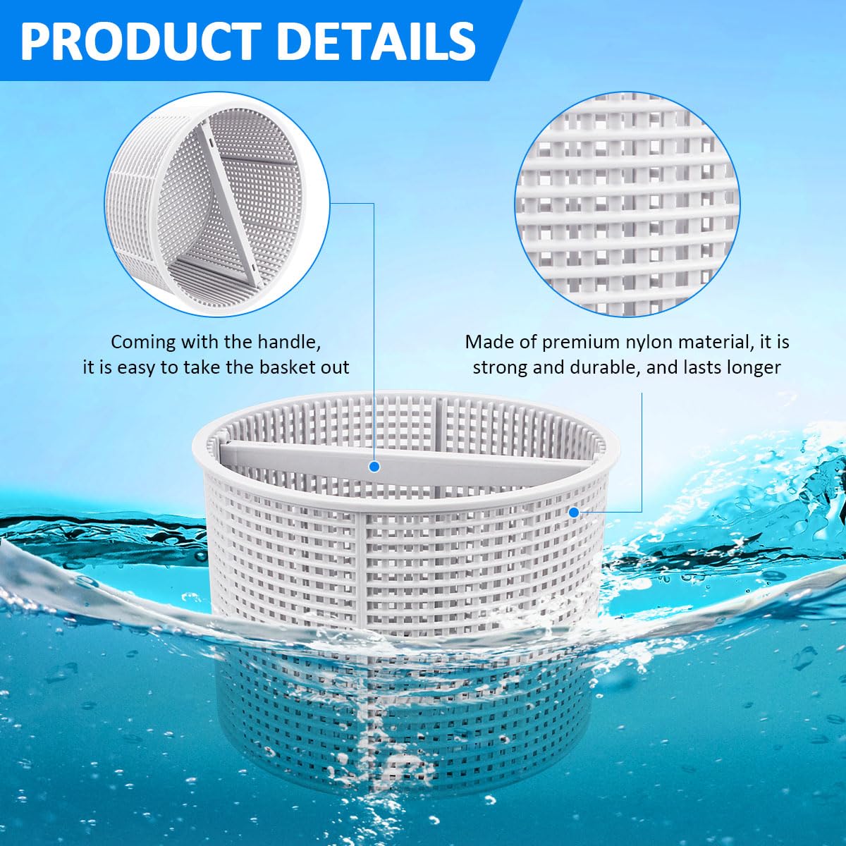 NOOTO B-152 basket with handle eases removal and cleaning