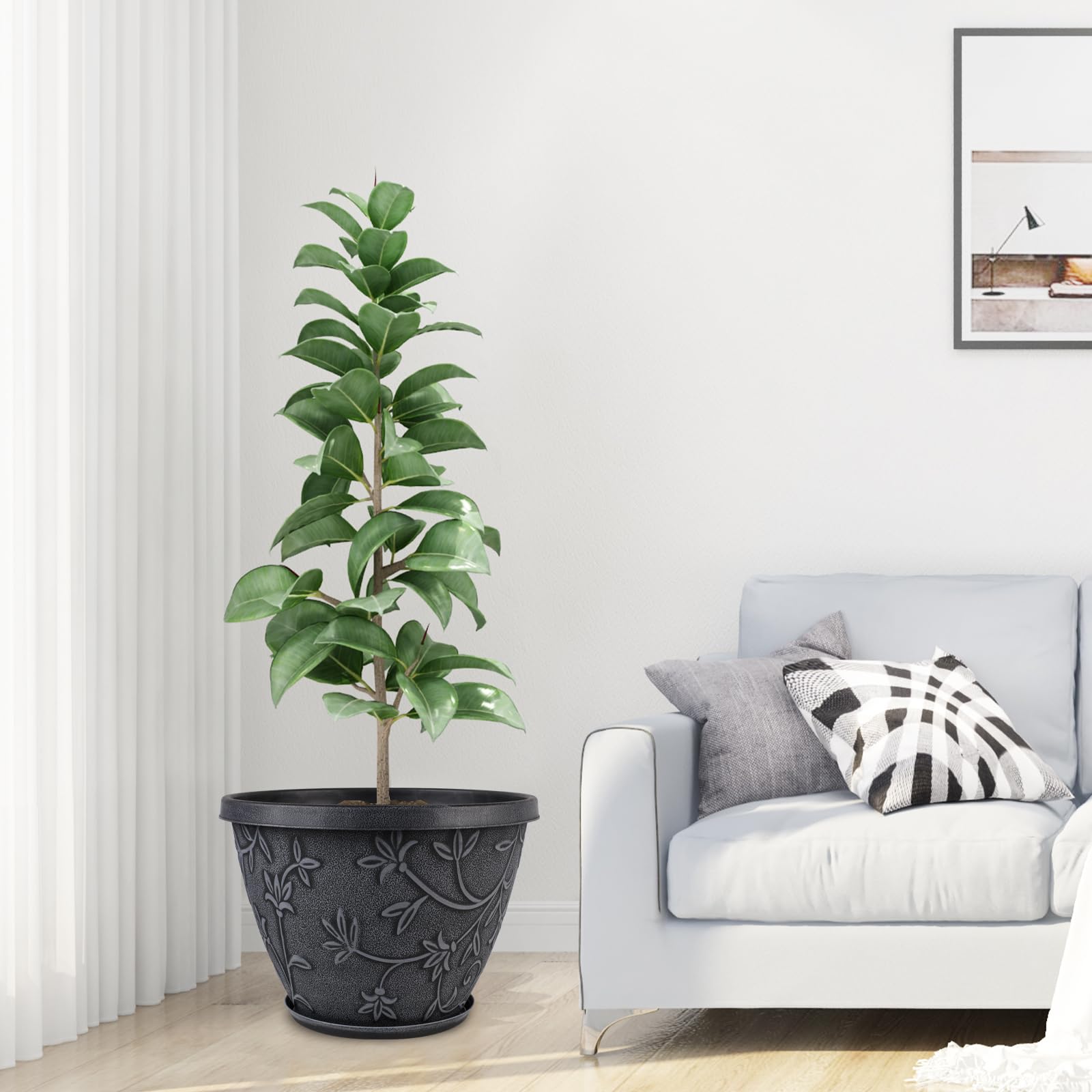 Nooulap lightweight ABS 16-inch pot is easy to move for rearranging spaces.
