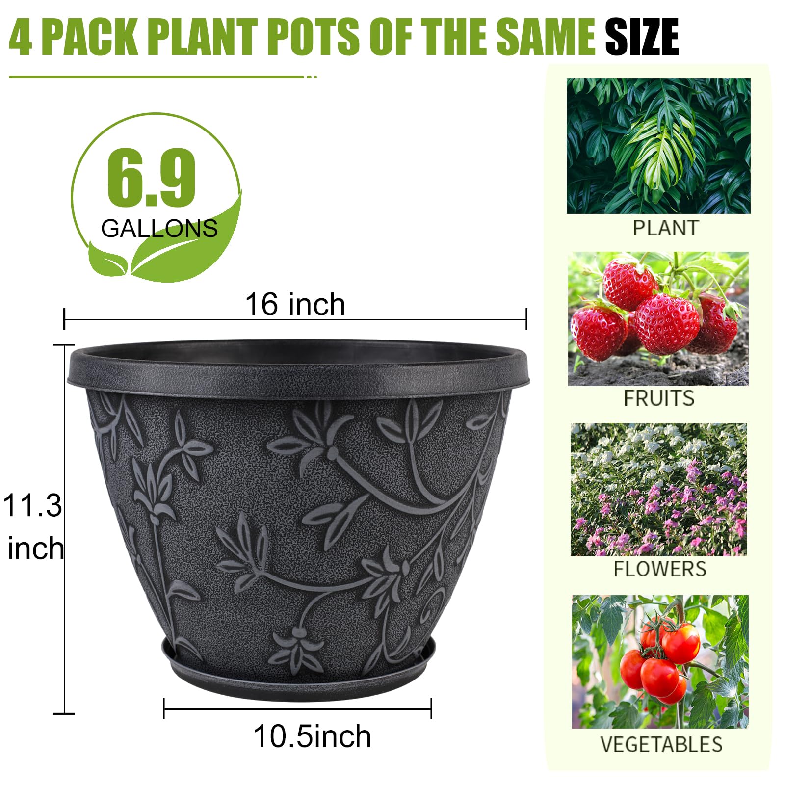 Nooulap modern-decor 16-inch pot brings a refined touch to indoor gardens.