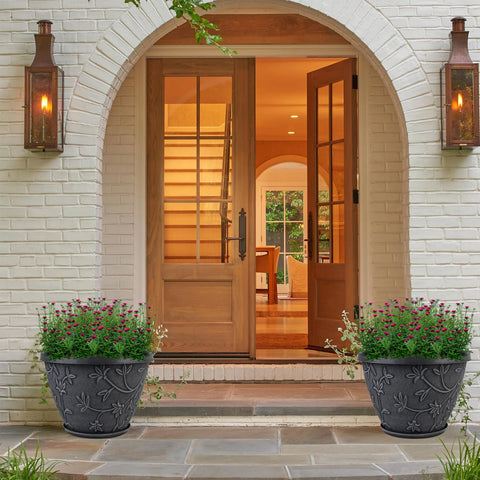 Nooulap outdoor-indoor 16-inch pot withstands sun and winter for year-round display.