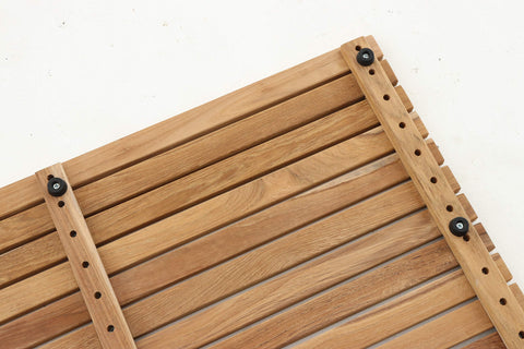 Nordic Style Teak Bath Mat shows the oiled finish and grain detail up close