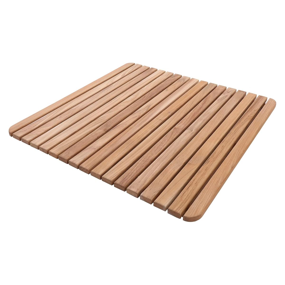 Nordic Style Teak shower mat front view with spa-like warmth underfoot