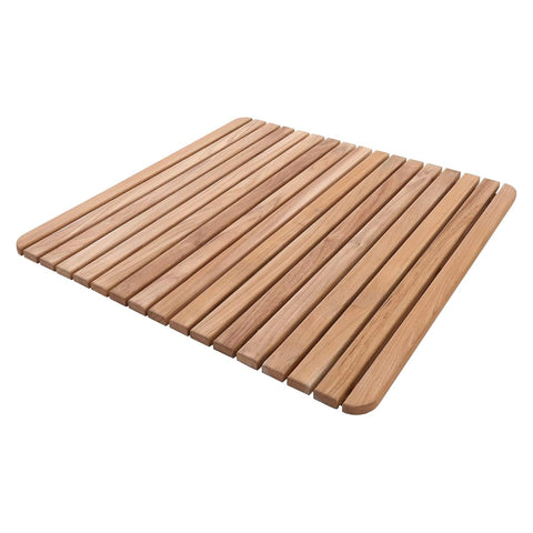 Nordic Style Teak shower mat front view with spa-like warmth underfoot
