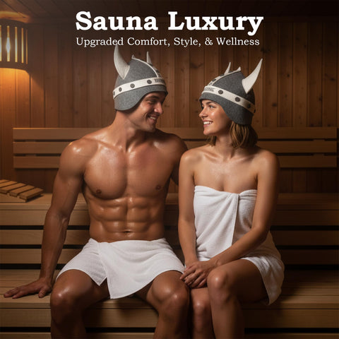 Nordicool generous-fit sauna hat fully covers head and hair for added comfort.
