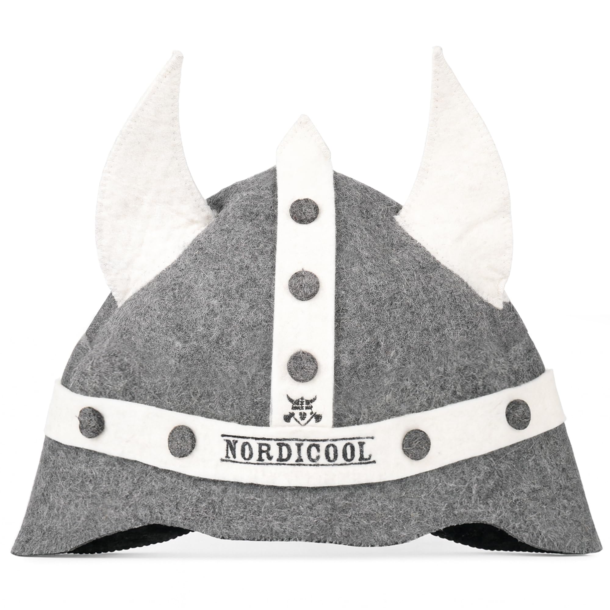 Nordicool Viking-style sauna hat covers the head for enhanced heat protection.