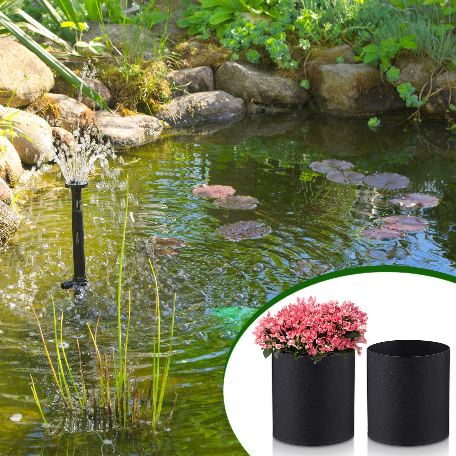 Norme pond garden pots arranged together ready for replacement and maintenance