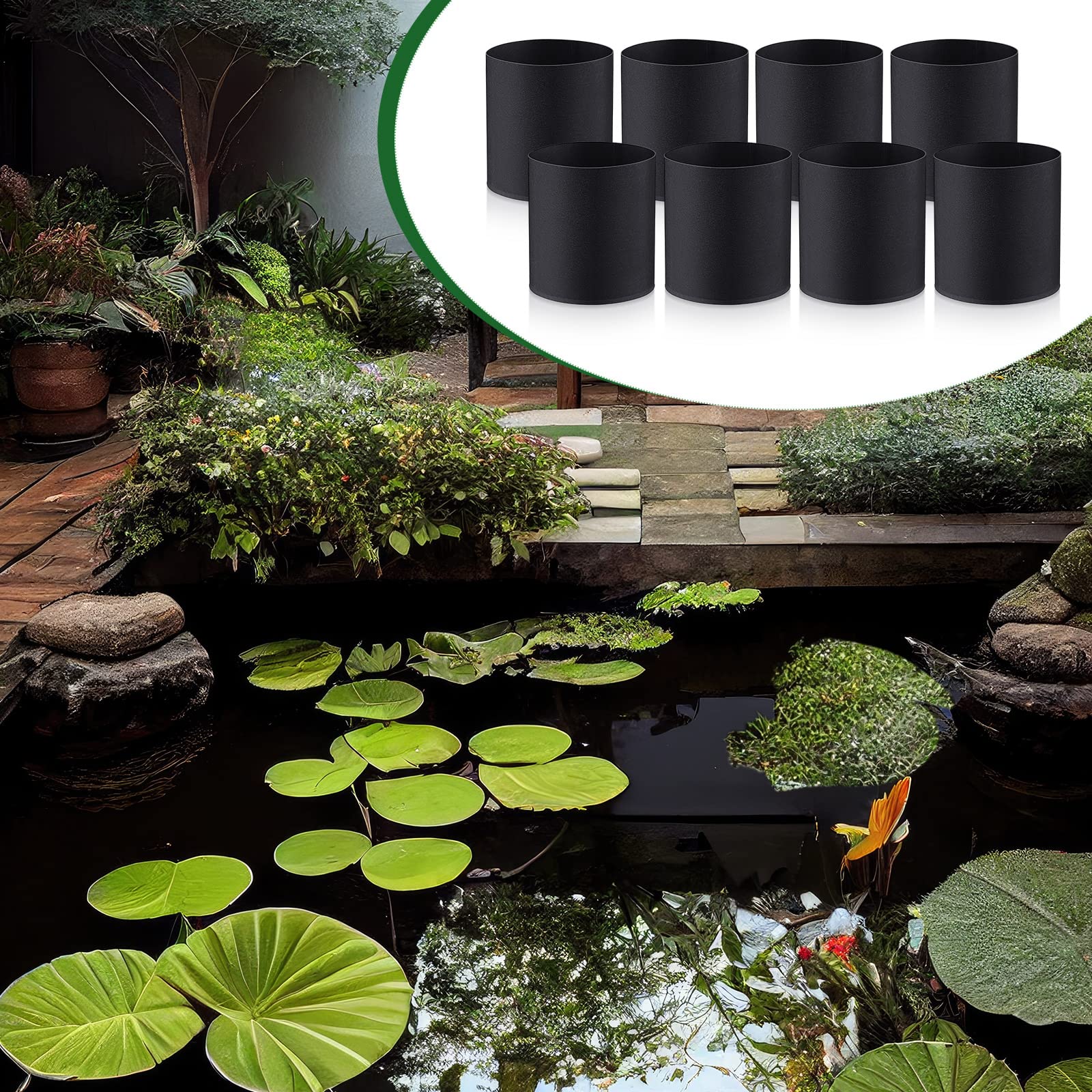 Norme pond pots showing breathable nonwoven fabric for root access and soil containment