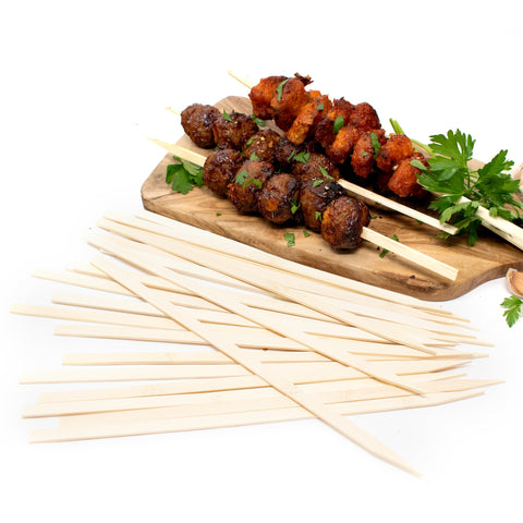 Norpro 1897 flat wide design skewers prevent food from spinning on the grill
