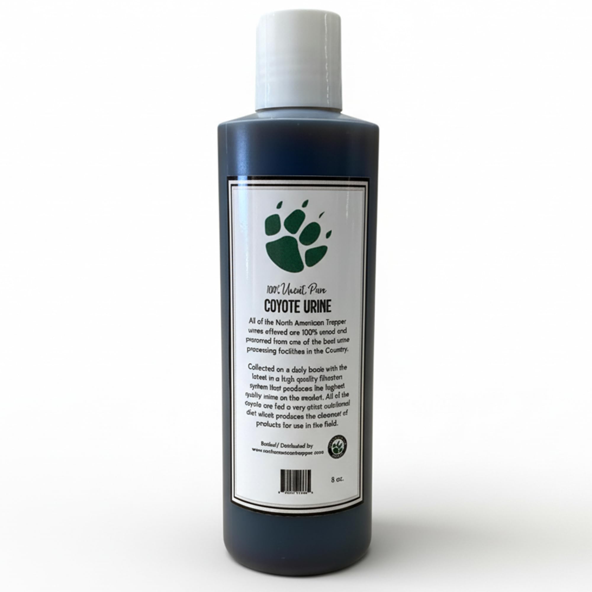 North American Trapper coyote urine bottle label for quick identification and handling.